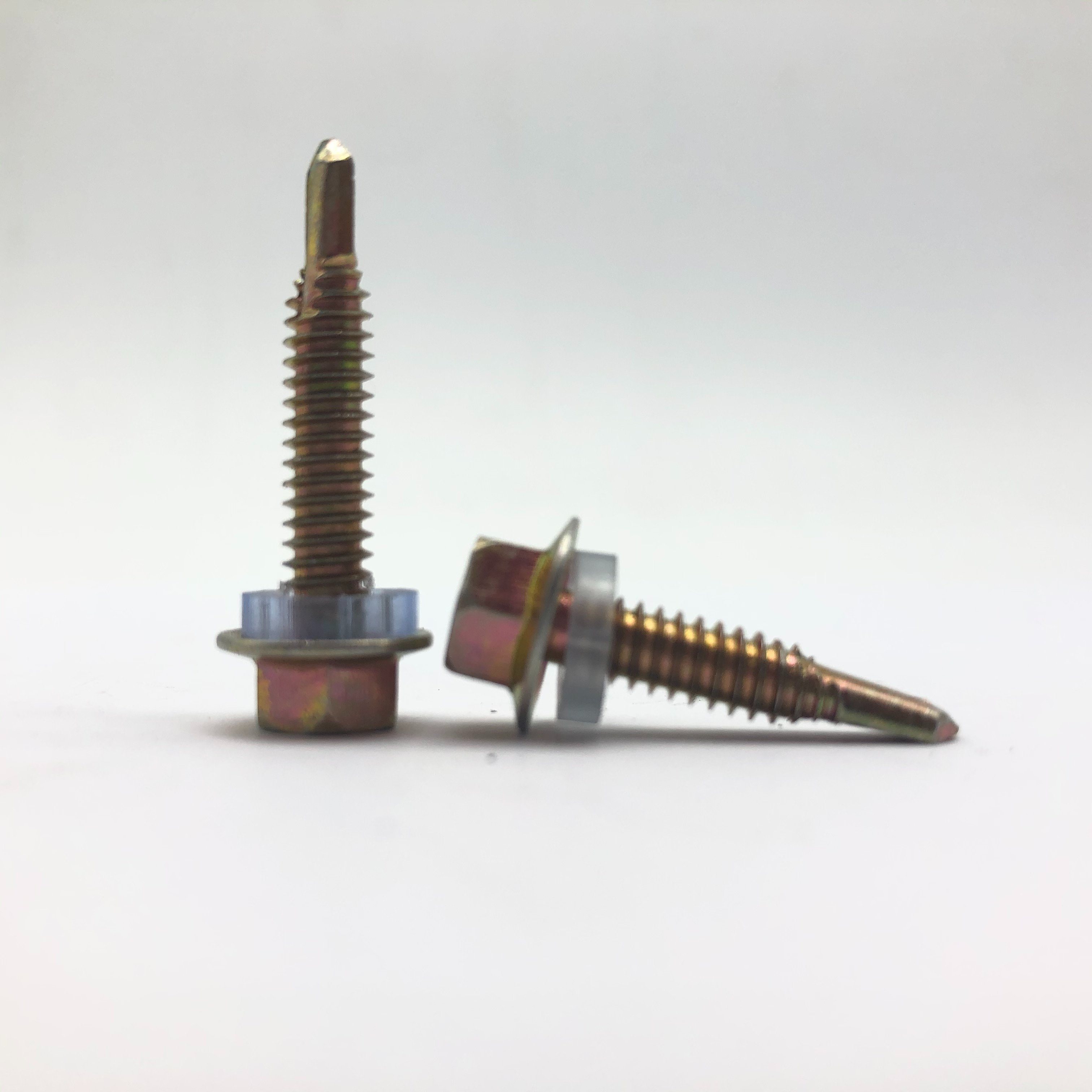 Tornillo de perforación de zinc amarillo Tornillo roscador con arandela de plástico