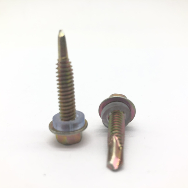 Tornillo de perforación de zinc amarillo Tornillo roscador con arandela de plástico
