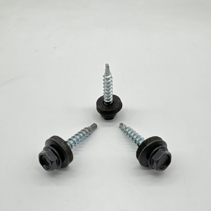 Tornillo autoperforante de acero P4 #12-14X32 Ral 6011 Cabeza hexagonal y arandela EPDM