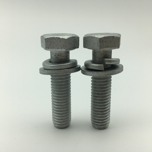 Pernos hexagonales con punta de perro y arandelas elásticas