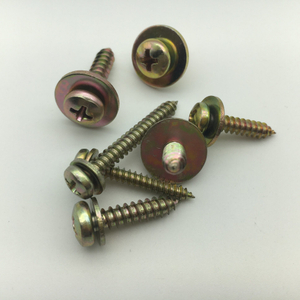 Tornillo autorroscante de cabeza plana y arandela elástica