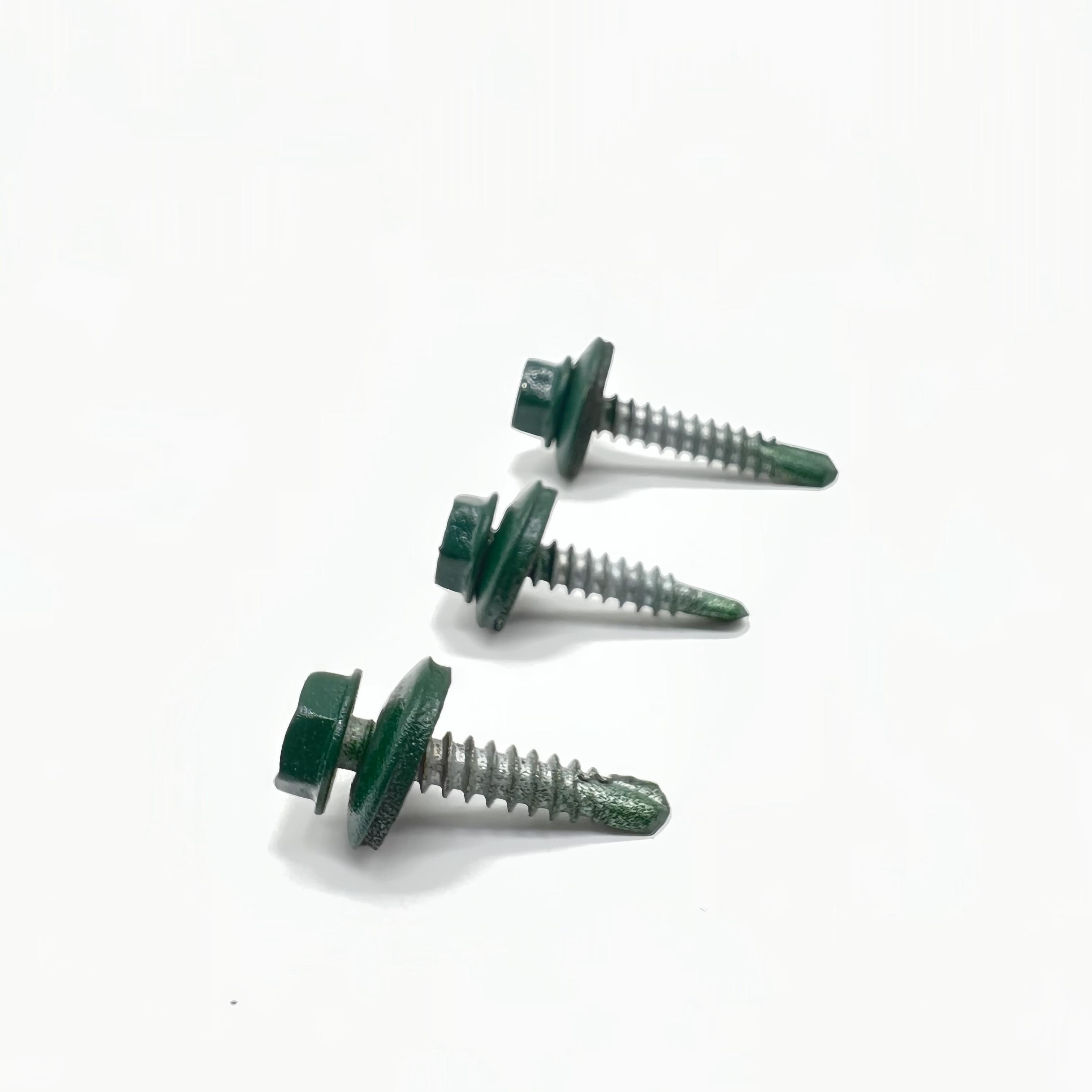 Tornillo autoperforante de acero P4 #14-14X45 Ral 9002 Arandela unida de EPDM con cabeza hexagonal