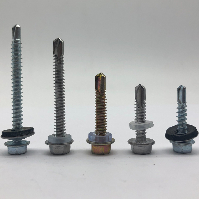 Tornillo perforador de cabeza hexagonal DIN7504K con arandela EPDM