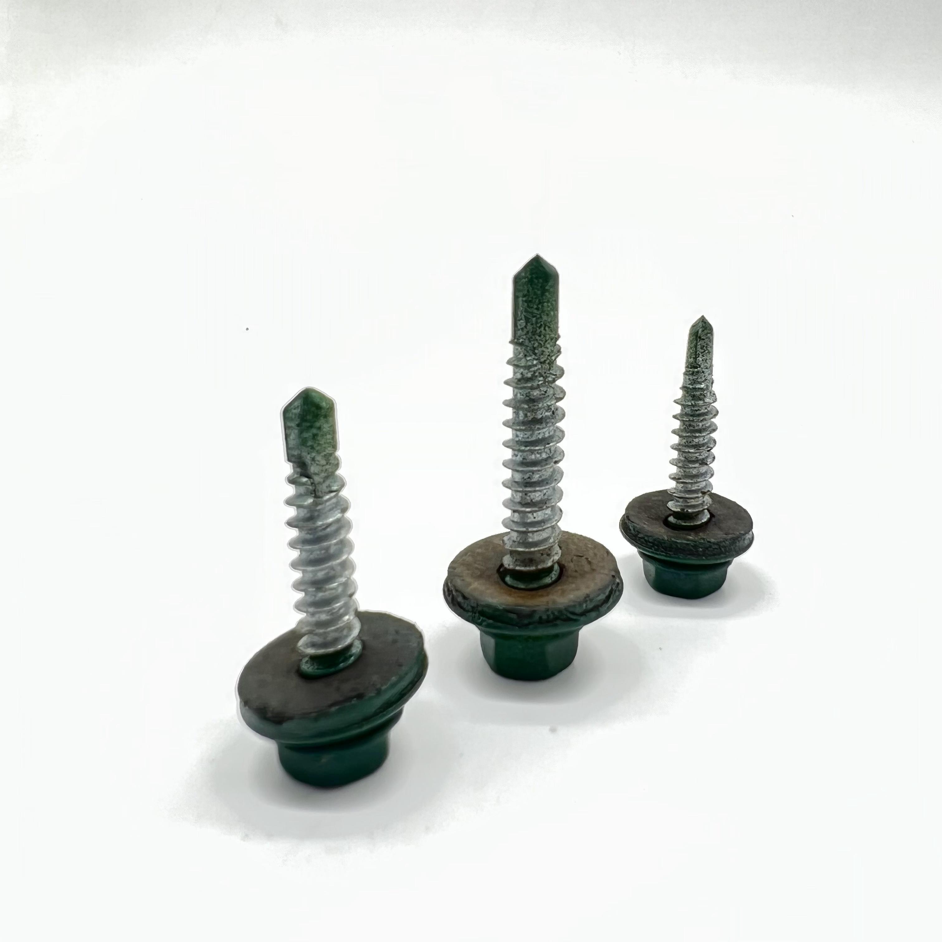 Tornillo autoperforante de acero P4 #14-14X45 Ral 9002 Arandela unida de EPDM con cabeza hexagonal