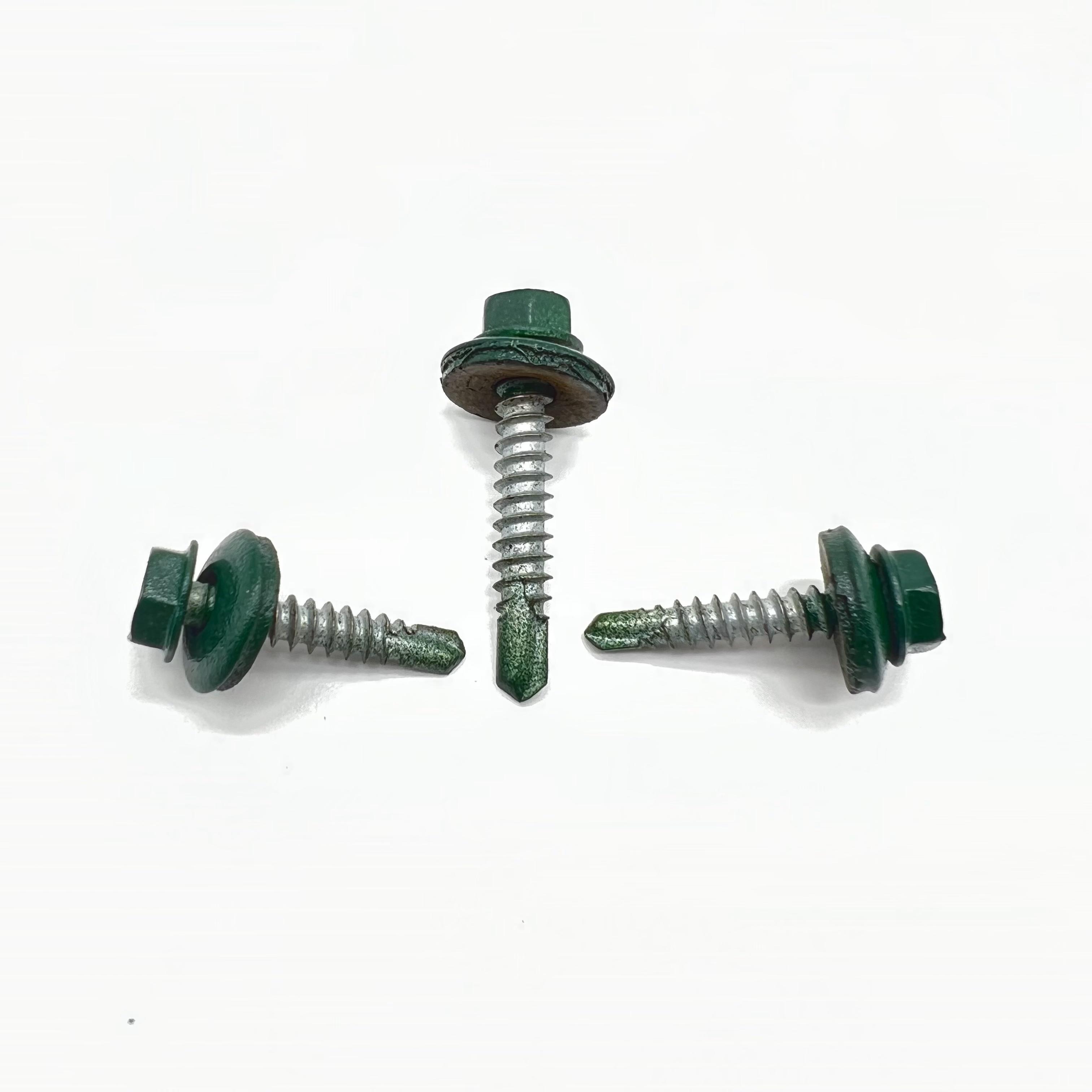 Tornillo autoperforante de acero P4 #14-14X45 Ral 9002 Arandela unida de EPDM con cabeza hexagonal